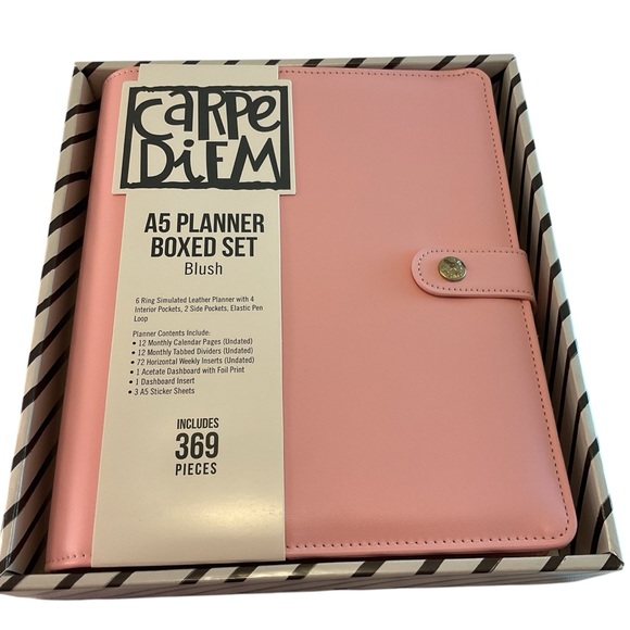 Carpe Diem A5 Planner Box Set W/Inserts Large Agenda 6 ring Binder "BLUSH" Pink - Picture 4 of 10